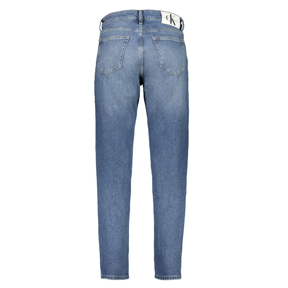 Blue Cotton Tapered Jeans