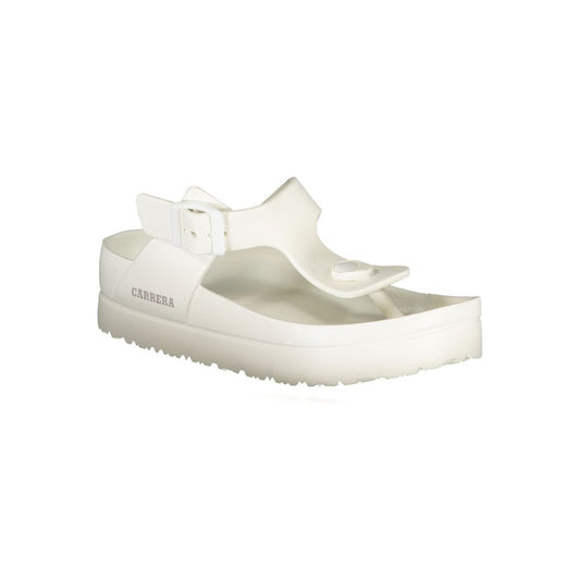 Bianco Poliuretano Womens Flip Flop with Ankle Buckle