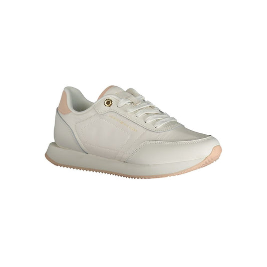 White Polyester Athletic Sneakers