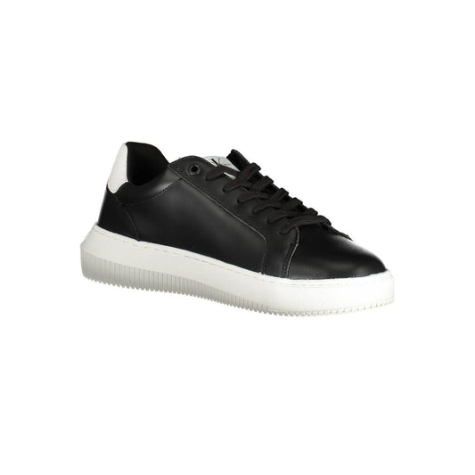 Black Polyester Athletic Sneakers