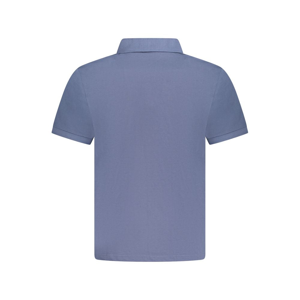 Blue Cotton Men Polo