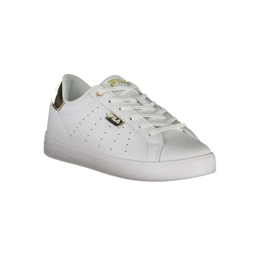 White Polyester Athletic Sneakers