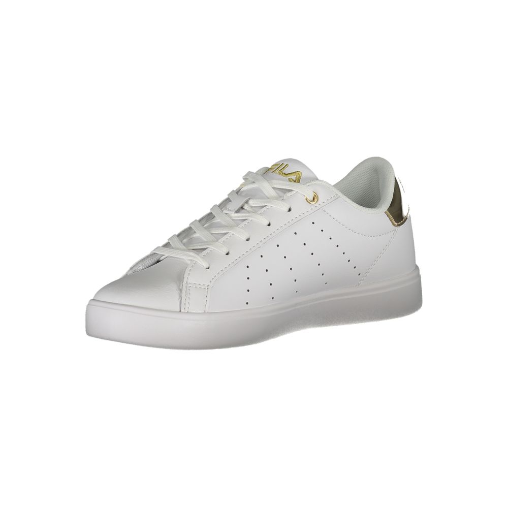 White Polyester Athletic Sneakers