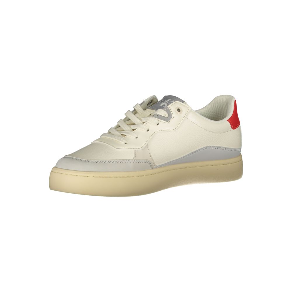 White Polyester Athletic Sneakers