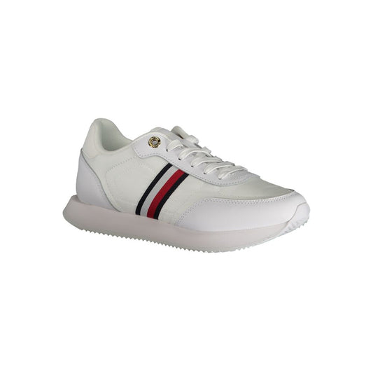 White Polyester Athletic Sneakers