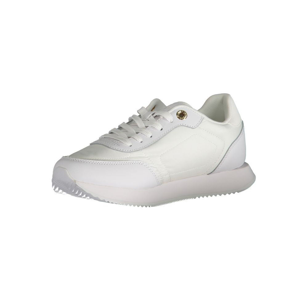 White Polyester Athletic Sneakers