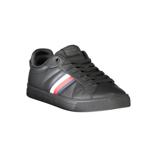Black Polyester Athletic Sneakers