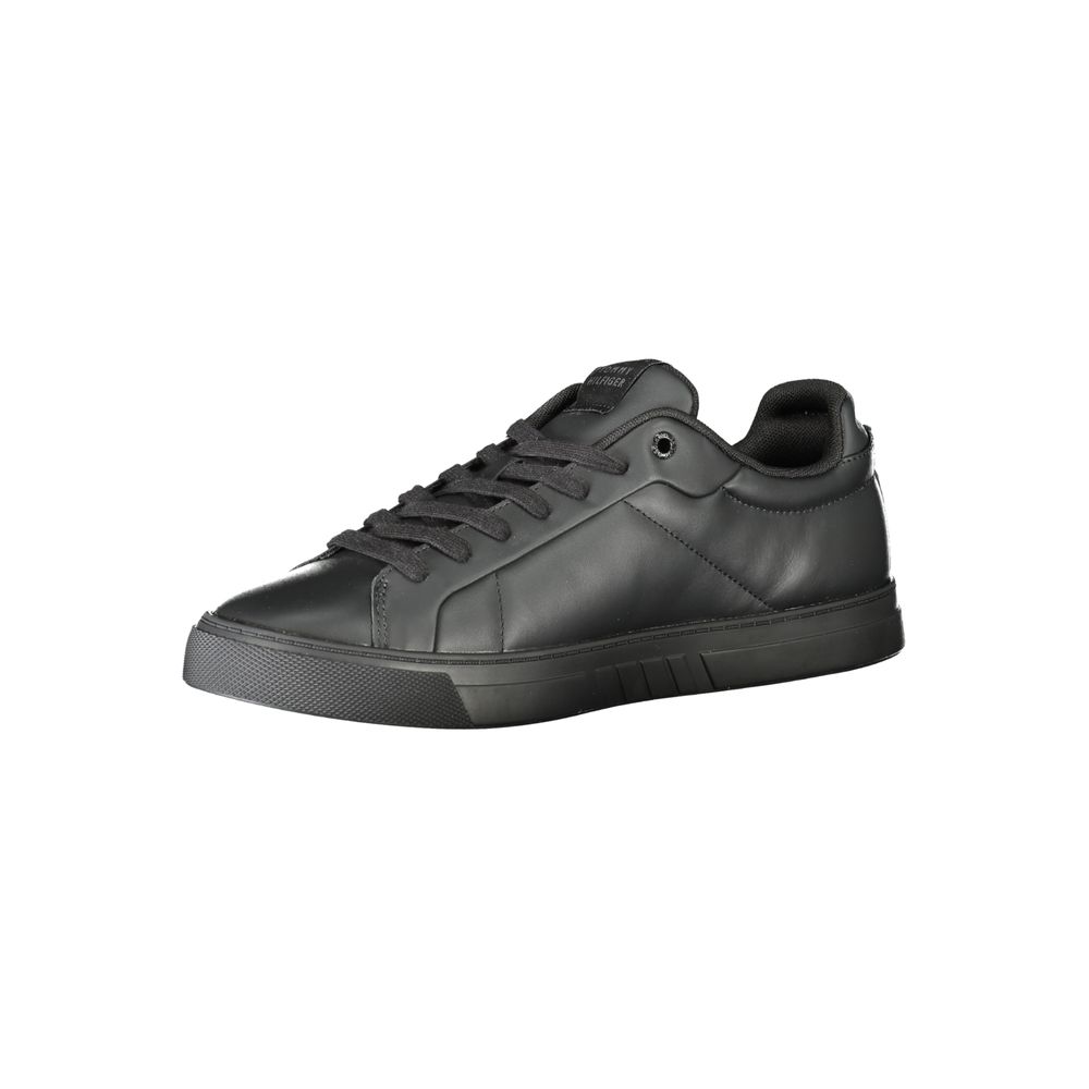 Black Polyester Athletic Sneakers