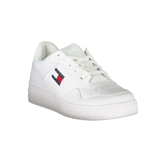 White Polyester Athletic Sneakers