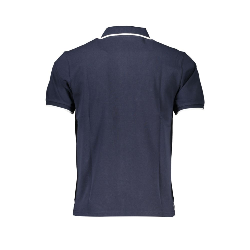 Blue Cotton Men Polo