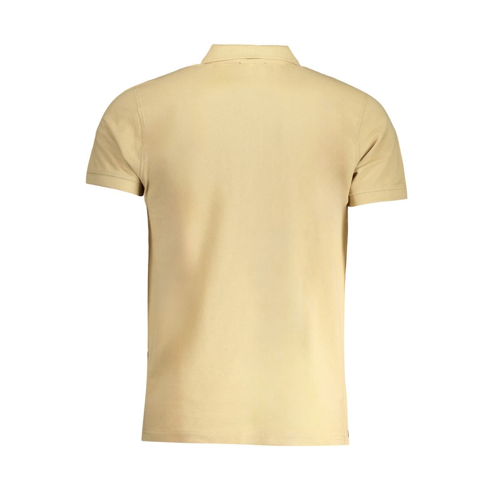 Beige Cotton Men Polo-Shirt