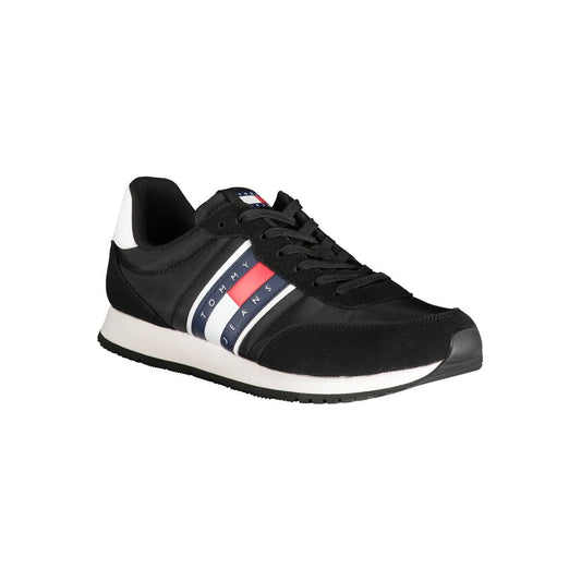 Black Polyester Athletic Sneakers