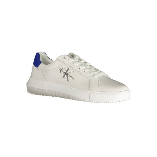 White Polyester Athletic Sneakers