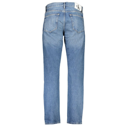 Blue Cotton Straight-Leg Jeans