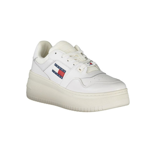 White Polyester Athletic Sneakers