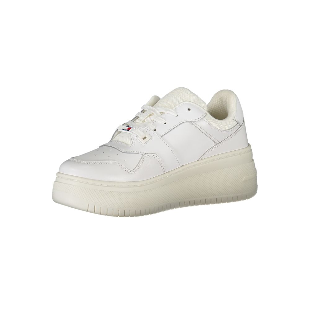 White Polyester Athletic Sneakers