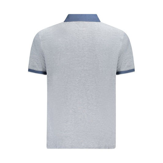 Blue Cotton Men Polo Shirt