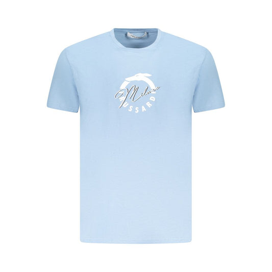 Light Blue Cotton Men T-Shirt