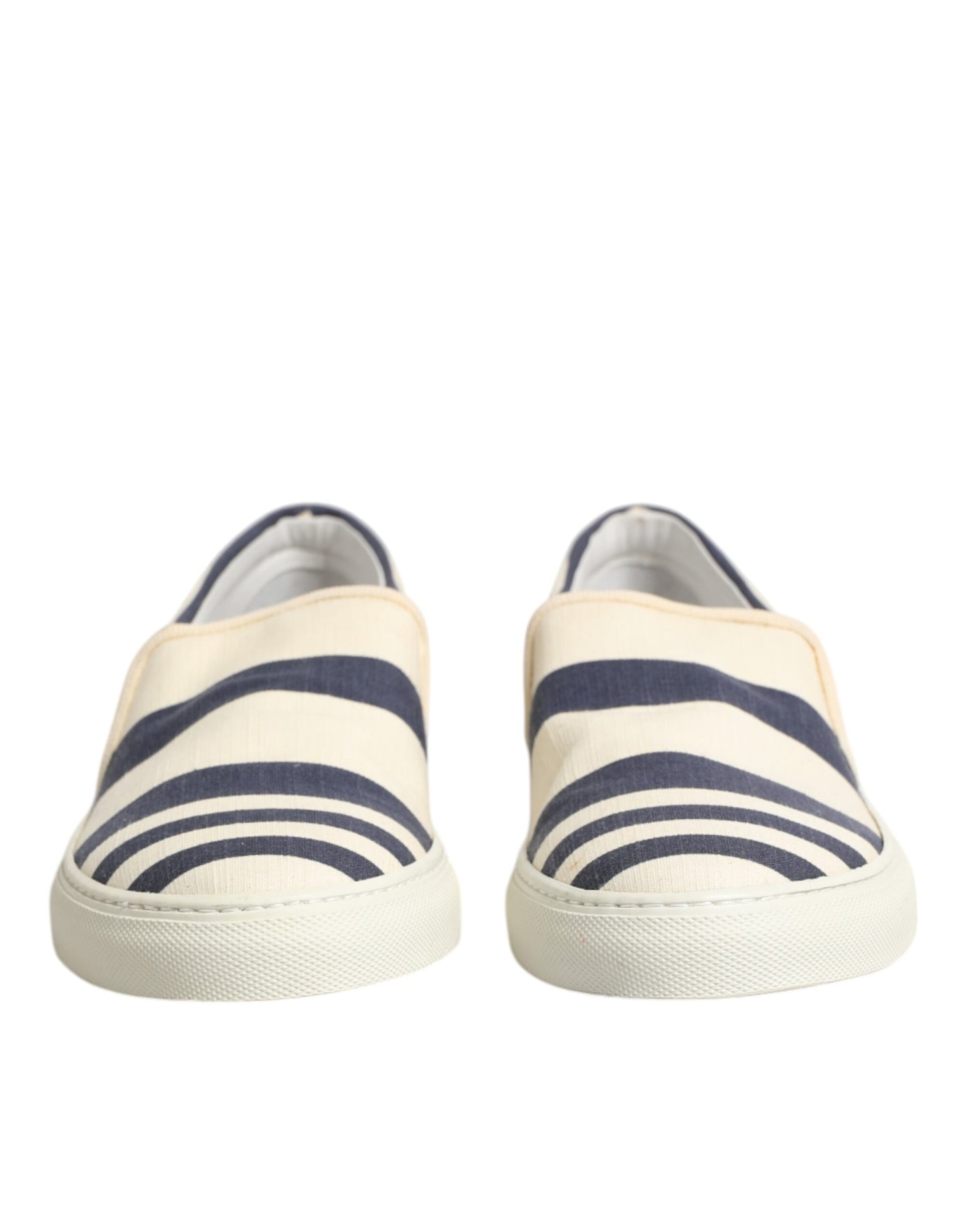 Blue White Striped Canvas Men Low Top Casual Shoes