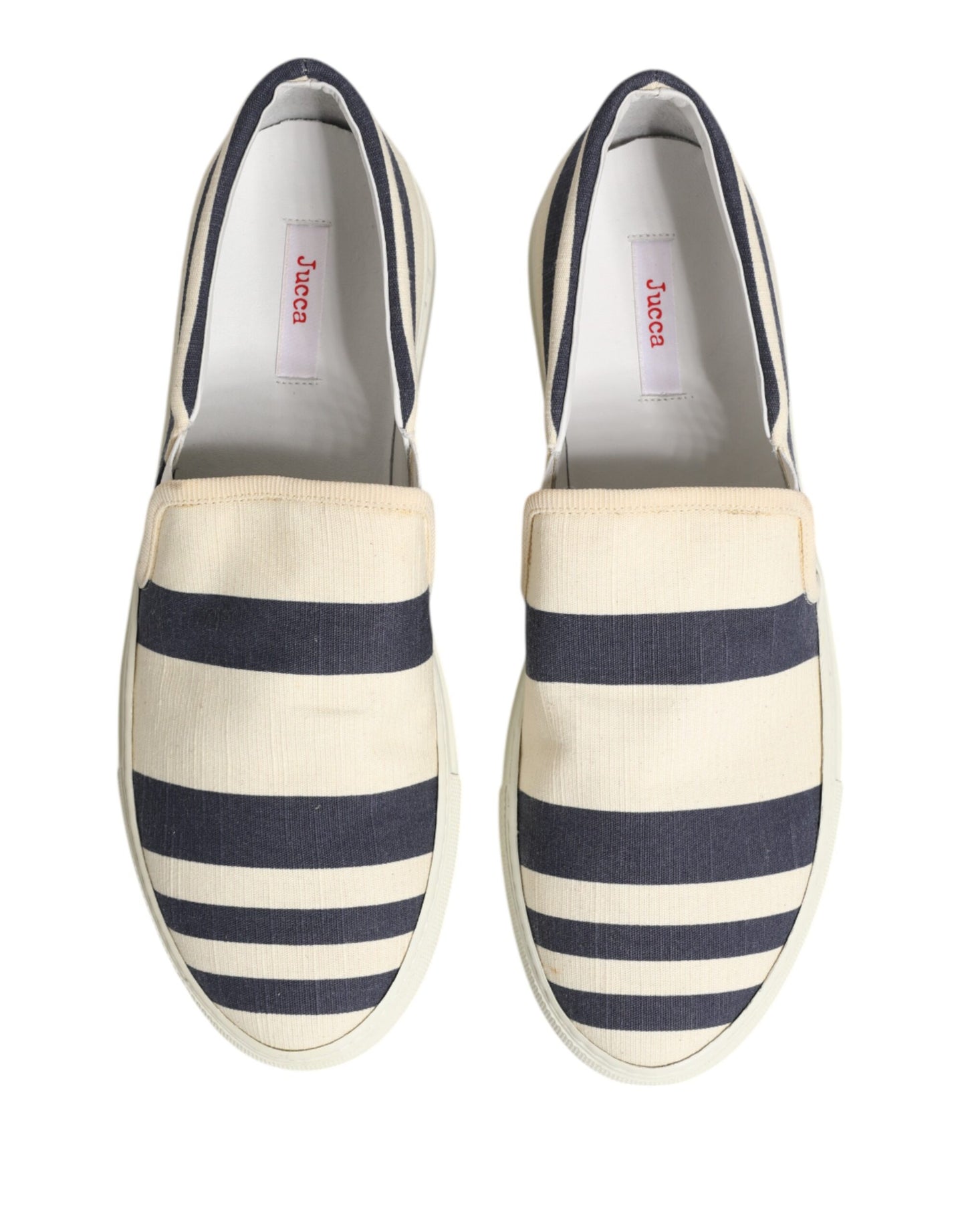 Blue White Striped Canvas Men Low Top Casual Shoes