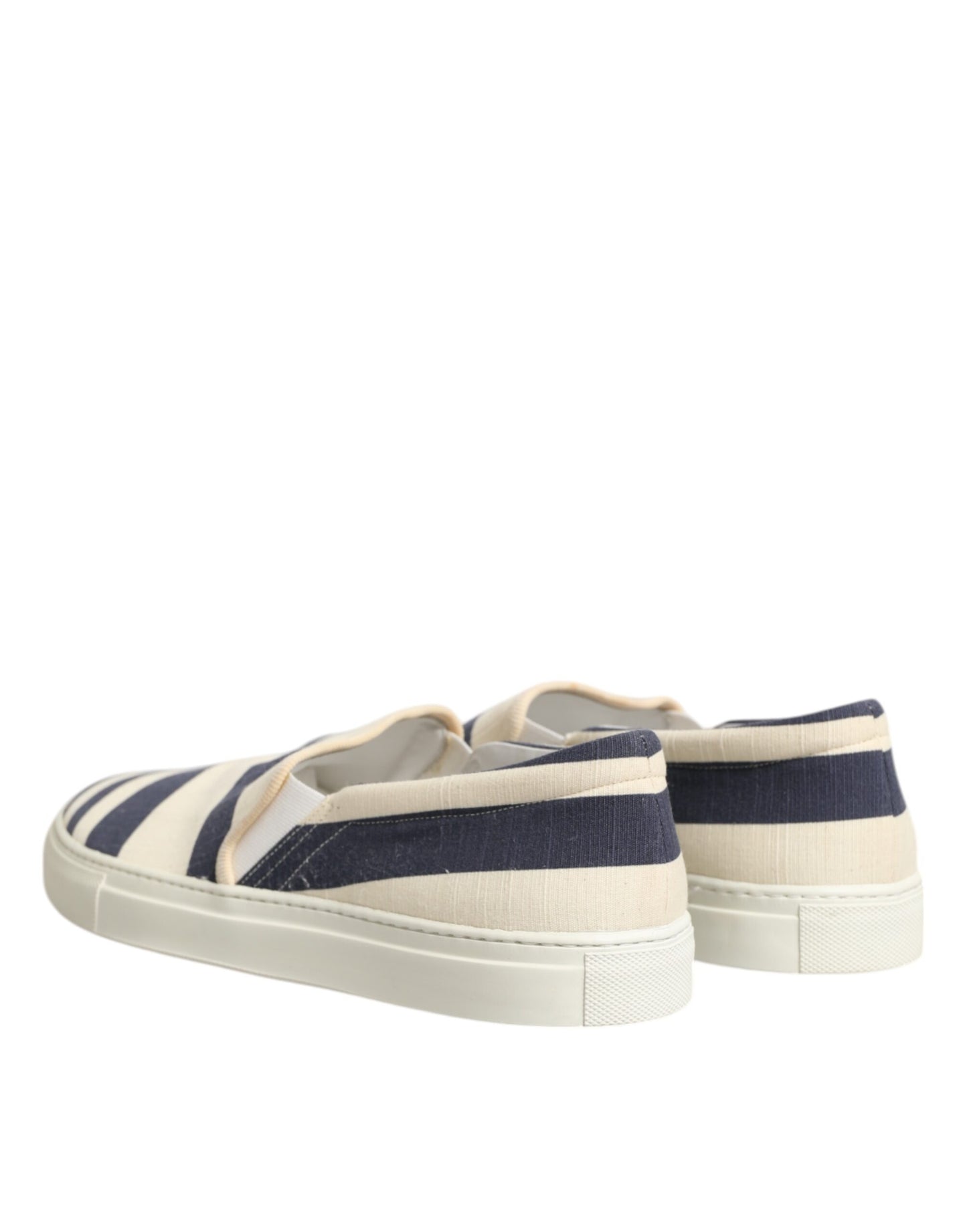 Blue White Striped Canvas Men Low Top Casual Shoes