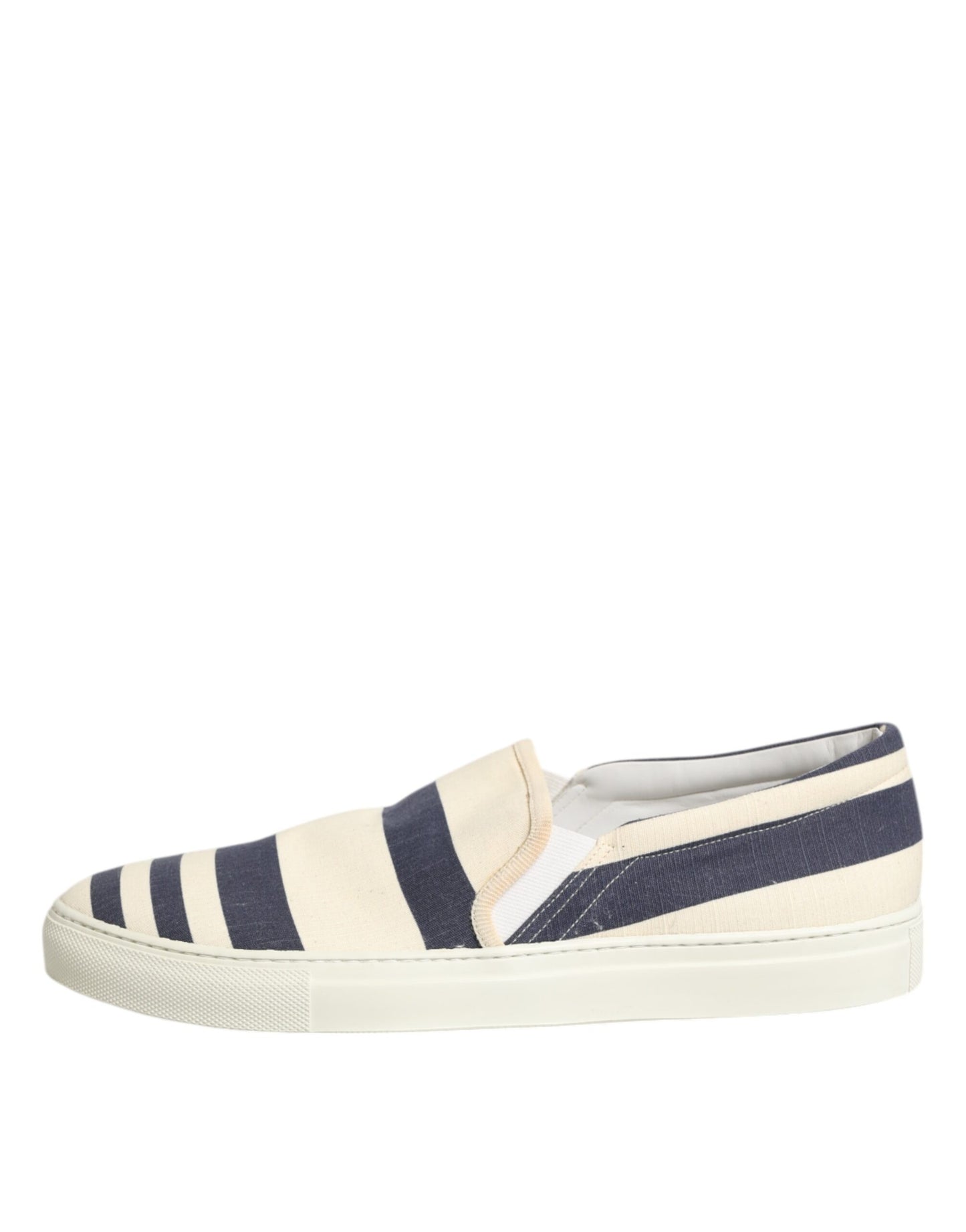 Blue White Striped Canvas Men Low Top Casual Shoes
