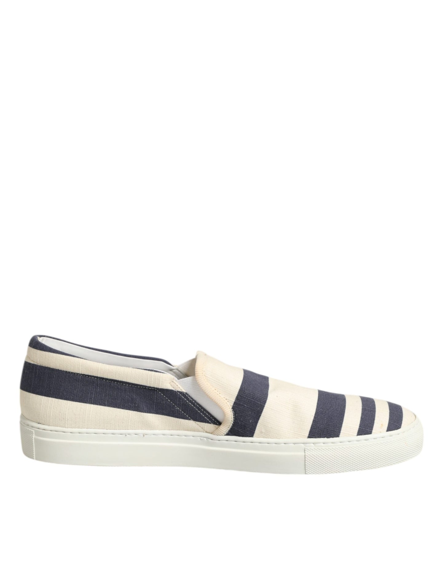 Blue White Striped Canvas Men Low Top Casual Shoes