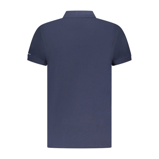 Blue Cotton Men Polo Shirt