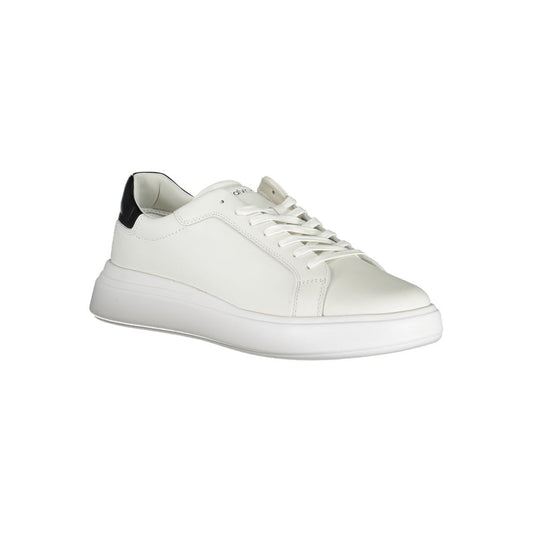 White Polyester Low Top Sneakers
