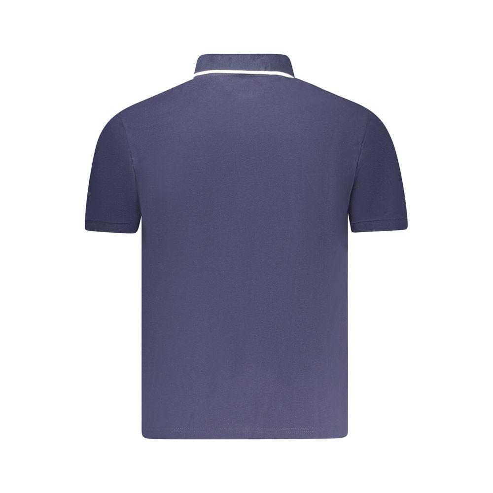 Blue Cotton Men Polo