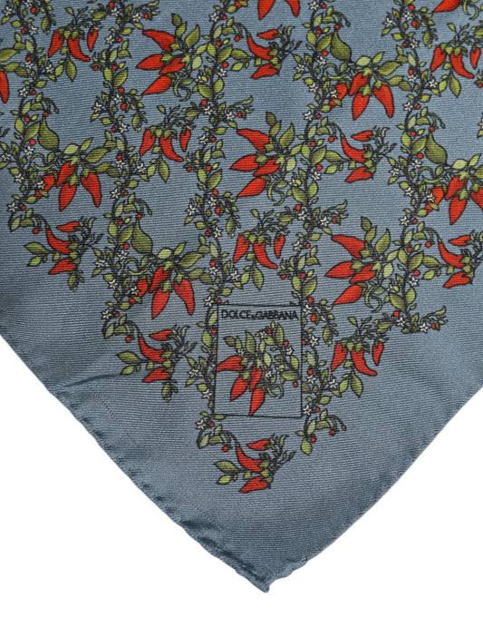 Gray Chilis Silk Square Men Foulard Scarf