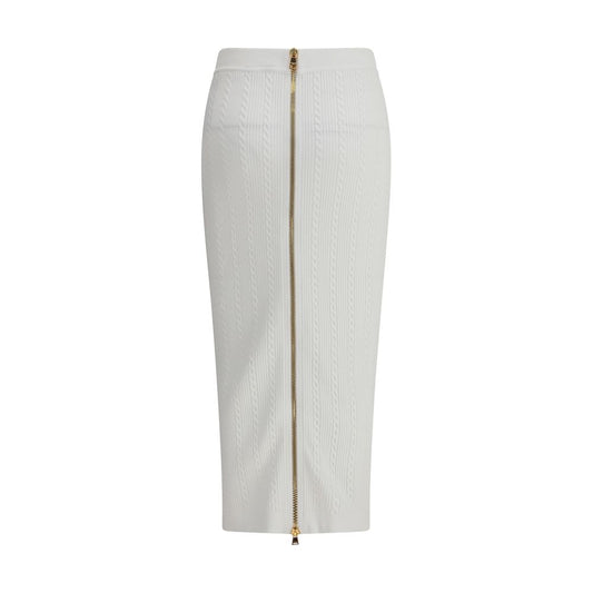 White Viscose Midi Skirt