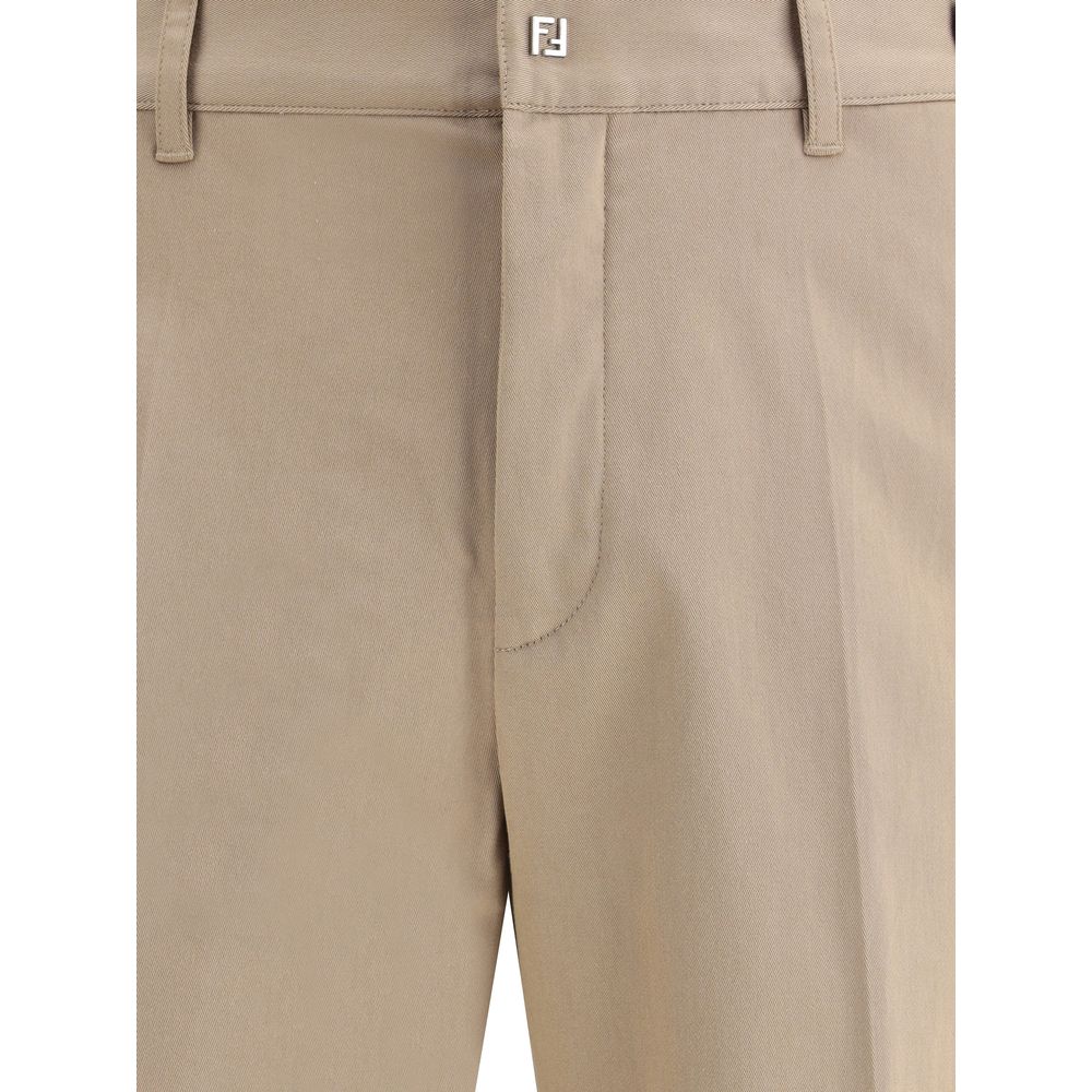 Brown Cotton Casual Pants