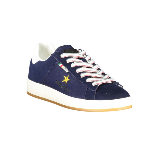 Blue Polyurethane Men Sneaker