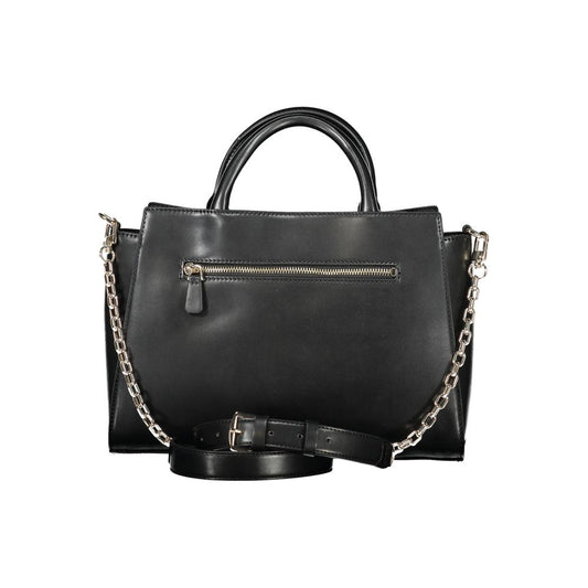 Black Polyurethane Women Handbag