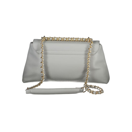 Gray Polyurethane Women's Bag with Chain Shoulder Strap