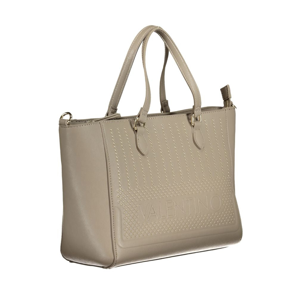 Beige Polyurethane Women's Bag with Adjustable Shoulder Strap