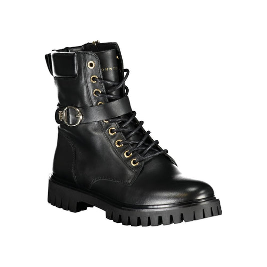 Black Leather Women Boot