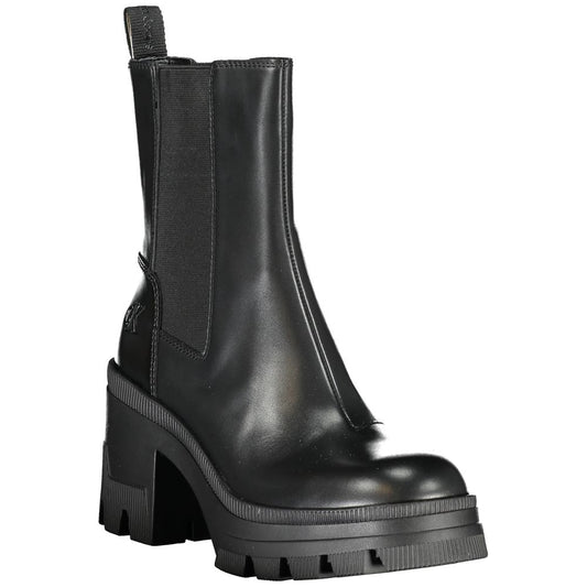 Black Polyurethane Women Stivaletto