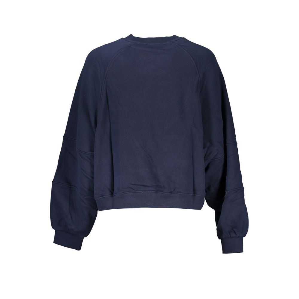 Blue Cotton Women Sweatshirt