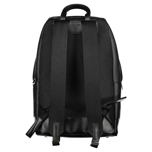 Black Polyester Men Backpack