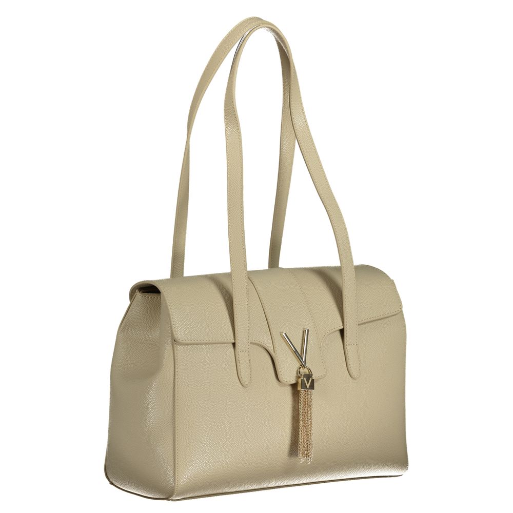Beige Polyurethane Women Handbag