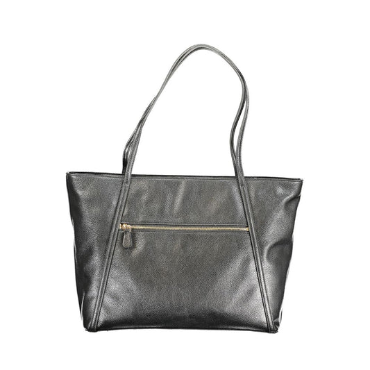Black Polyurethane Women Handbag