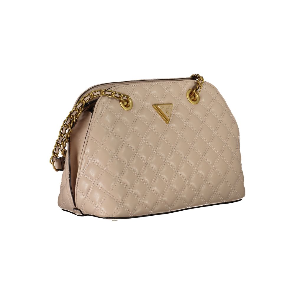 Beige Polyurethane Women Handbag