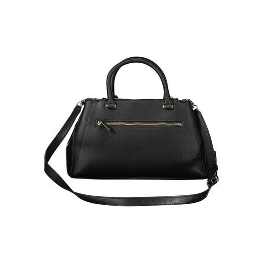 Black Polyurethane Women Handbag