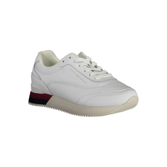 White Polyester Athletic Sneakers