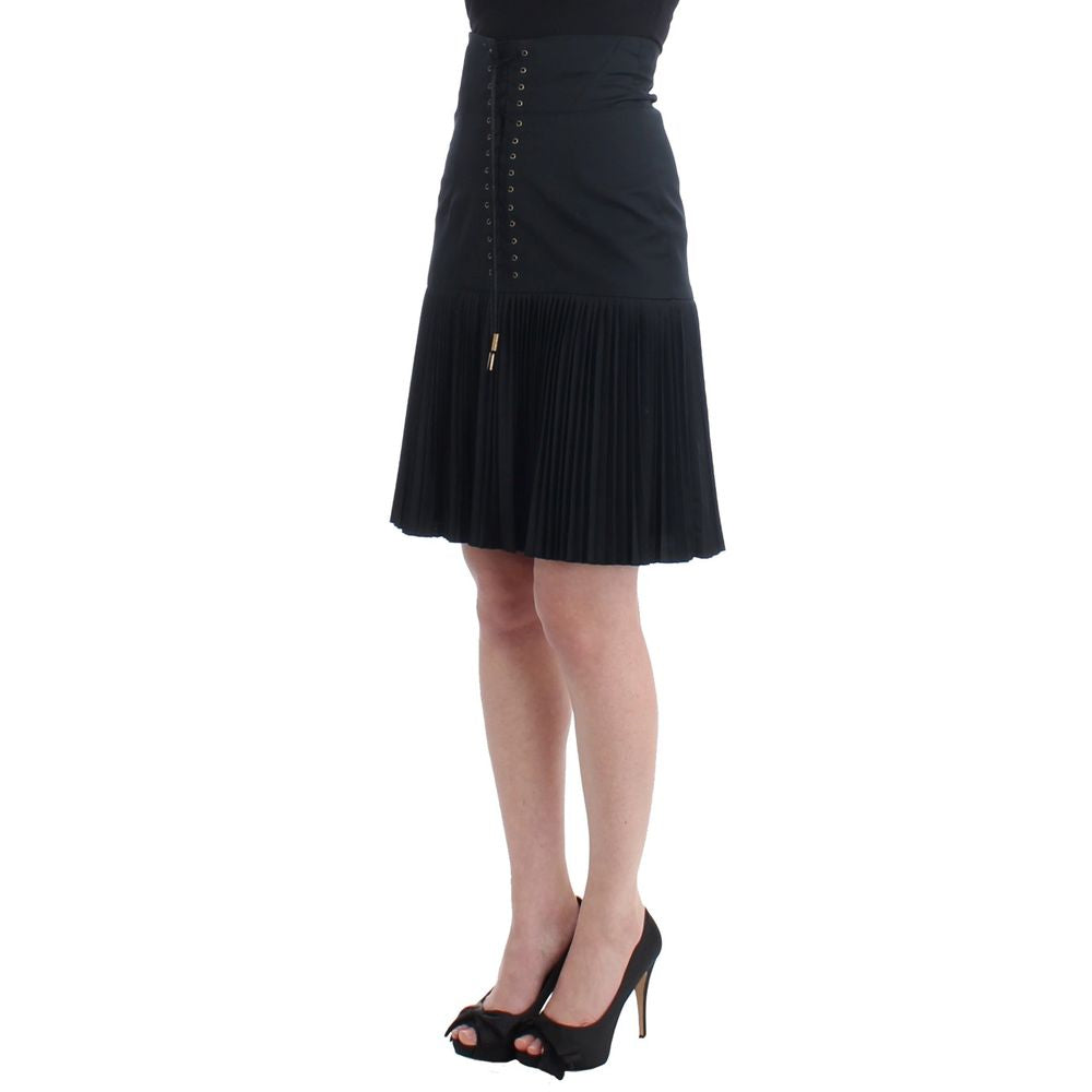 Black Wool Midi Skirt