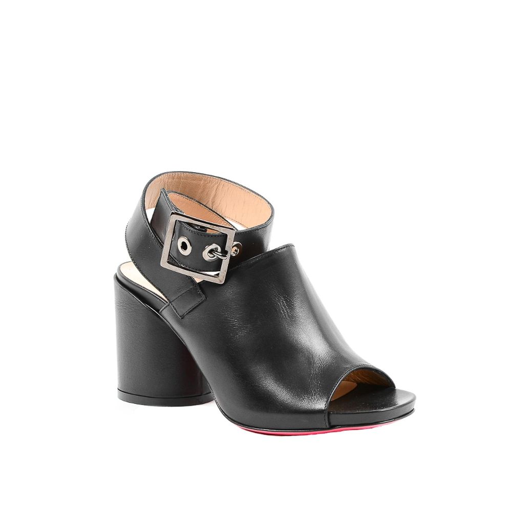 Black Leather Platform Sandals