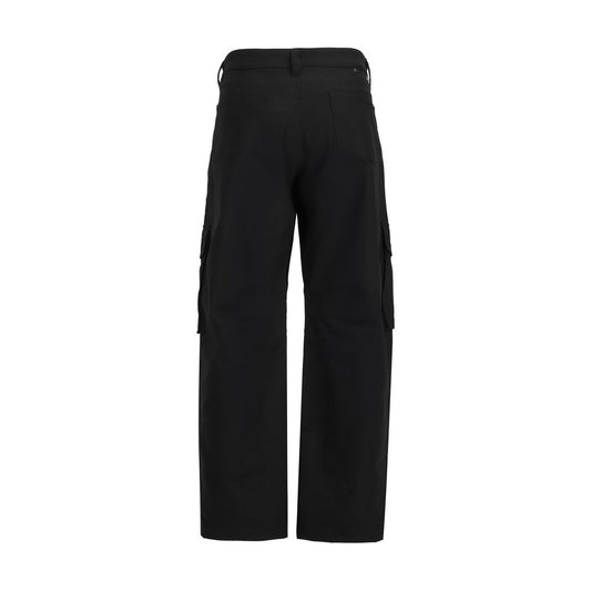 Black Elastane Cargo Pants