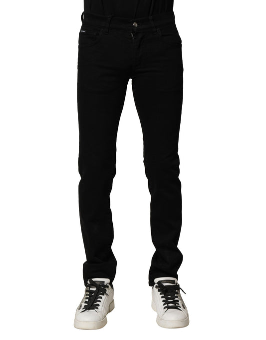 Black Cotton Stretch Skinny Men Denim Jeans